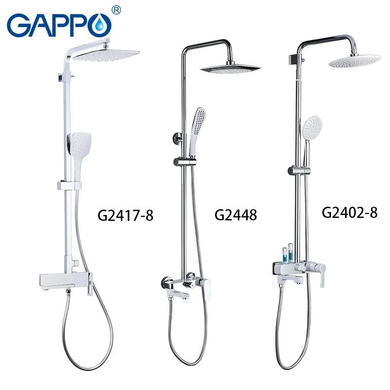 

GAPPO bathtub faucet White Color Brass bathroom bath shower mixer set waterfall rain shower head bathtub taps