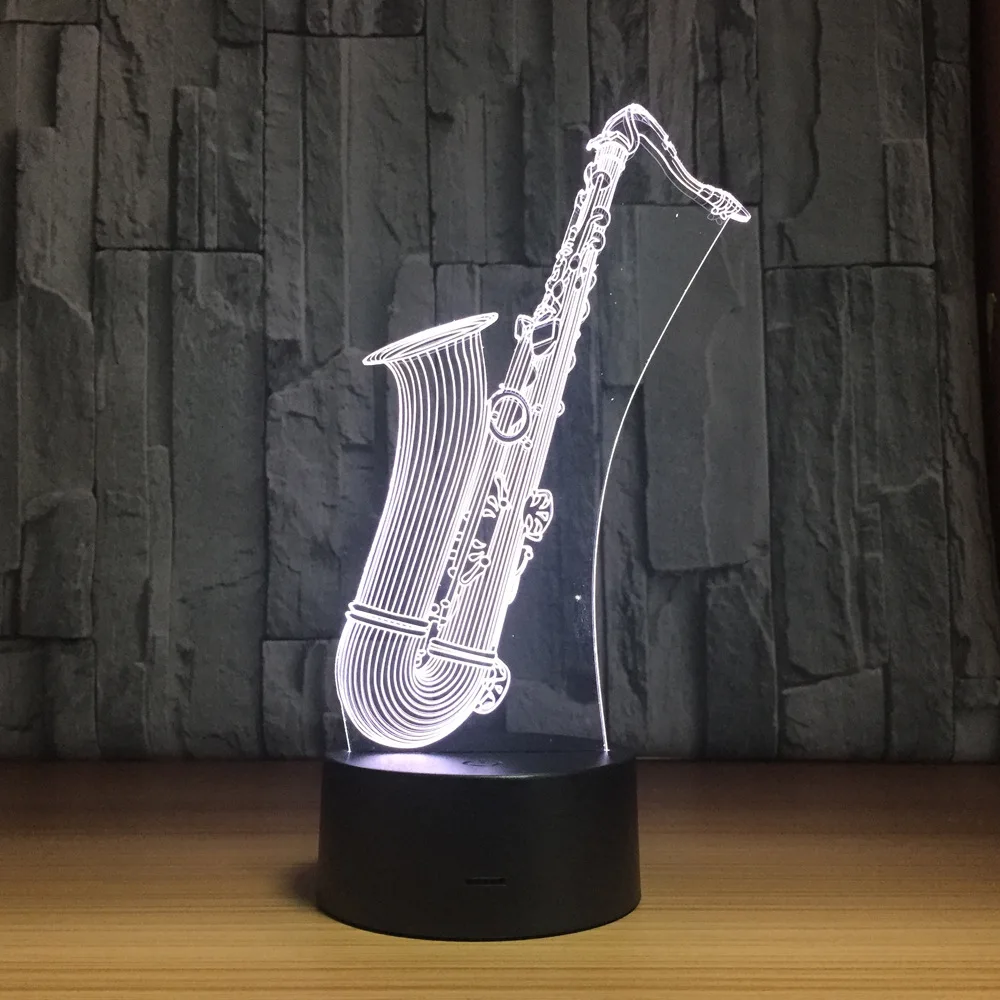 3D Ночная лампа Sax музыкальный инструмент настольные светодиодсветодиодный лампы