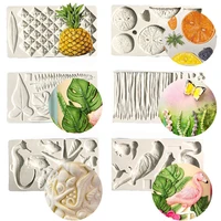 flamingo monstera shape silicone mold pineapple tropical fruit plant animal chocolate biscuits candy molds fondant cake decora
