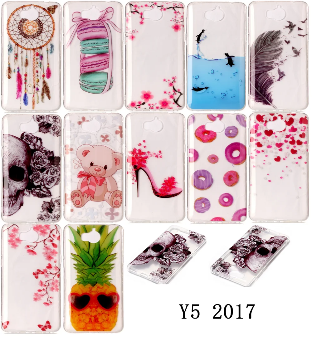 Крутые чехлы для телефонов с узором HUAWEI Y6 2017 MYA-L11 MYA-L41 Силиконовые из ТПУ Nova Young (2017)
