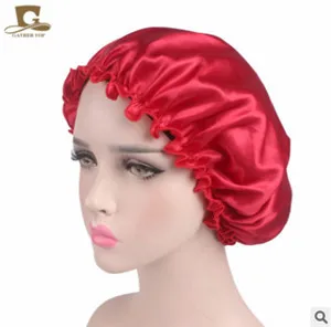A Silk Satin Night Sleep Cap Hair Care Beauty Bonnet Hat Head Cover Elastic Band - Цвет: A