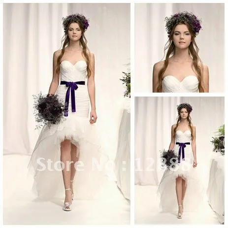 Free Shipping 2012 New Style Mermaid Design Bridal Wedding Gown With Purple Ribbon|gown sample|gown lingeriewedding bucket |