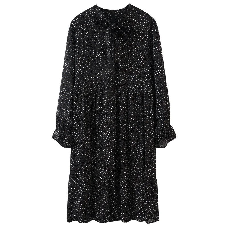 Moms Black Print Dot Chiffon Maternity Clothes for Pregnant Women Lactation Dress Knee-Length Breastfeeding Dresses Spring | Мать и