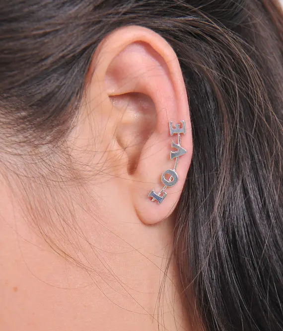 

fashion 100% 925 Sterling Silver valentines gift for girl friend/mom silver Love letter earring