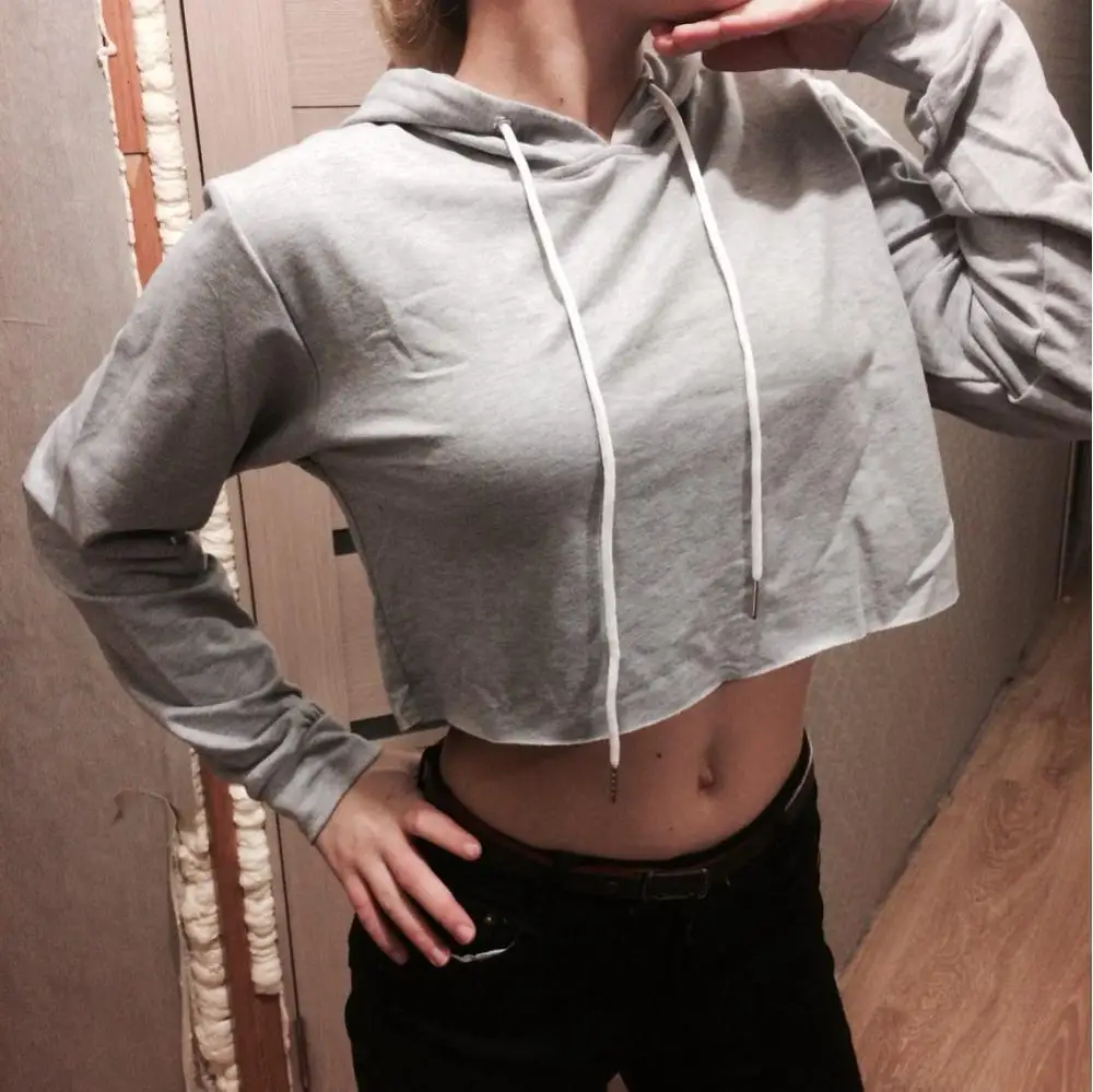 Osol 3 цвета Drawstring Для женщин свитер с капюшоном Повседневное короткий пуловер