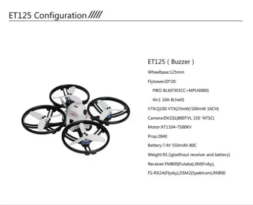 JMT ET125 PNP бесщеточный FPV RC Racing Drone Mini Quadcopter с Frsky Flysky приемник Futaba аксессуар | Игрушки