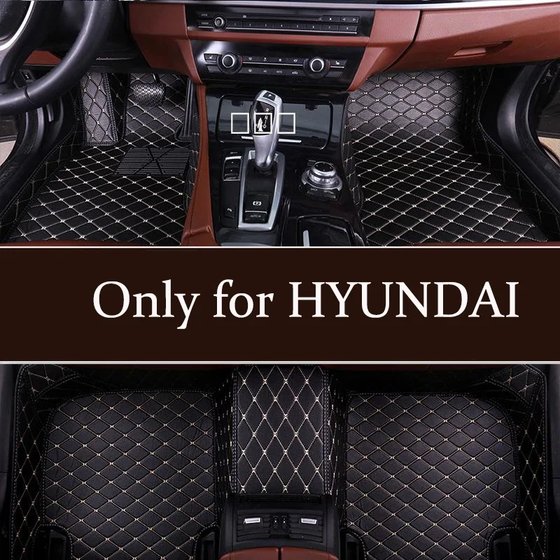 Автомобильный кожаный коврик для ног на заказ для HYUNDAI Solaris Elantra Sonata Active Accent Creta Encino Equus i30 ix25 ix35 ix45 модели