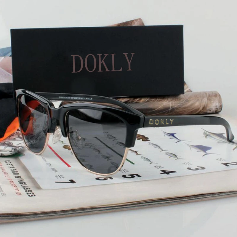 Мужские и женские поляризационные очки Dokly зеркальные полуочки без оправы