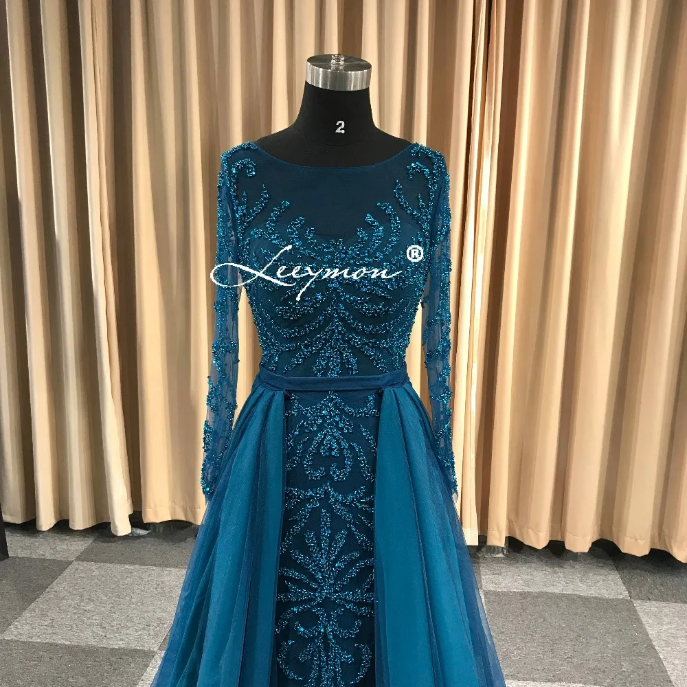 Leeymon 2019 Новое Прибытие Тяжелые Бисером С Длинными Рукавами Вечернее Платье
