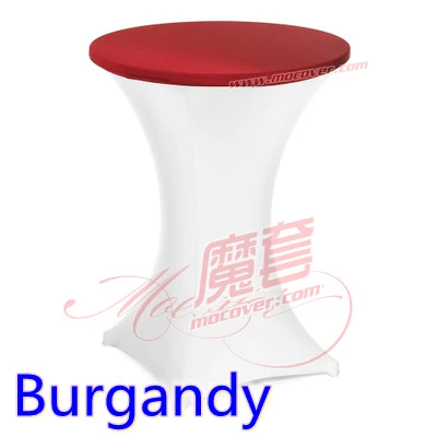 

Burgandy Colour Spandex Top Cover For Round Cocktail Lycra Table Cloth Wedding Banquet Party Cocktail Table Decoration Sale