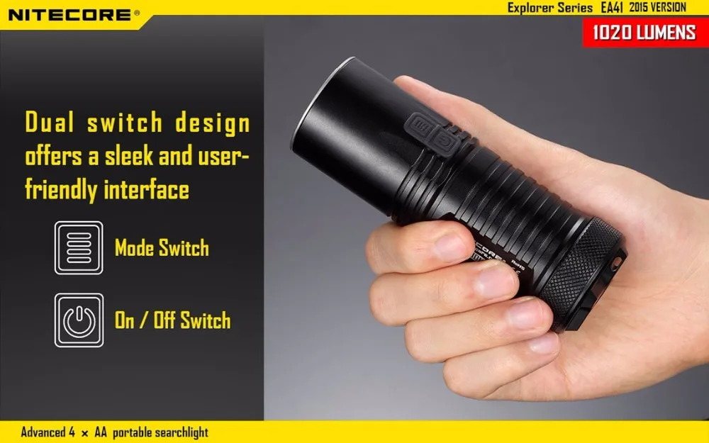 Аккумуляторный Фонарь NITECORE EA41 EA41W CREE XM-L2 U2 светодиодный Макс. 1020 люмен расстояние луча 335 м водонепроницаемый фонарь