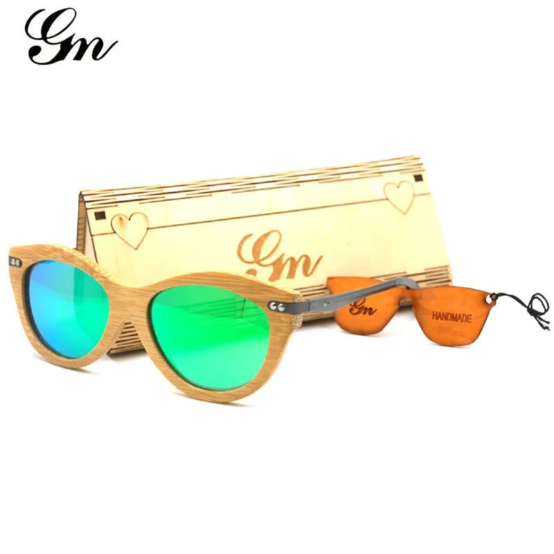 GM бамбуковые солнцезащитные очки ручной работы женские деревянные Брендовые