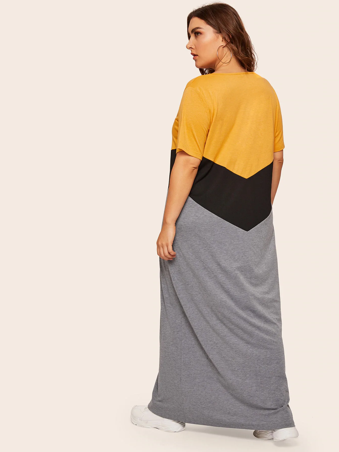 5XL размера плюс длинное платье Макси женское летнее с коротким рукавом контрастное разноцветное элегантное платье свободного кроя больше размера d женское платье-туника