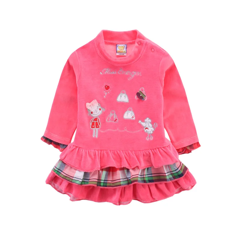 3 шт./партия детское велюровое платье с длинным рукавом