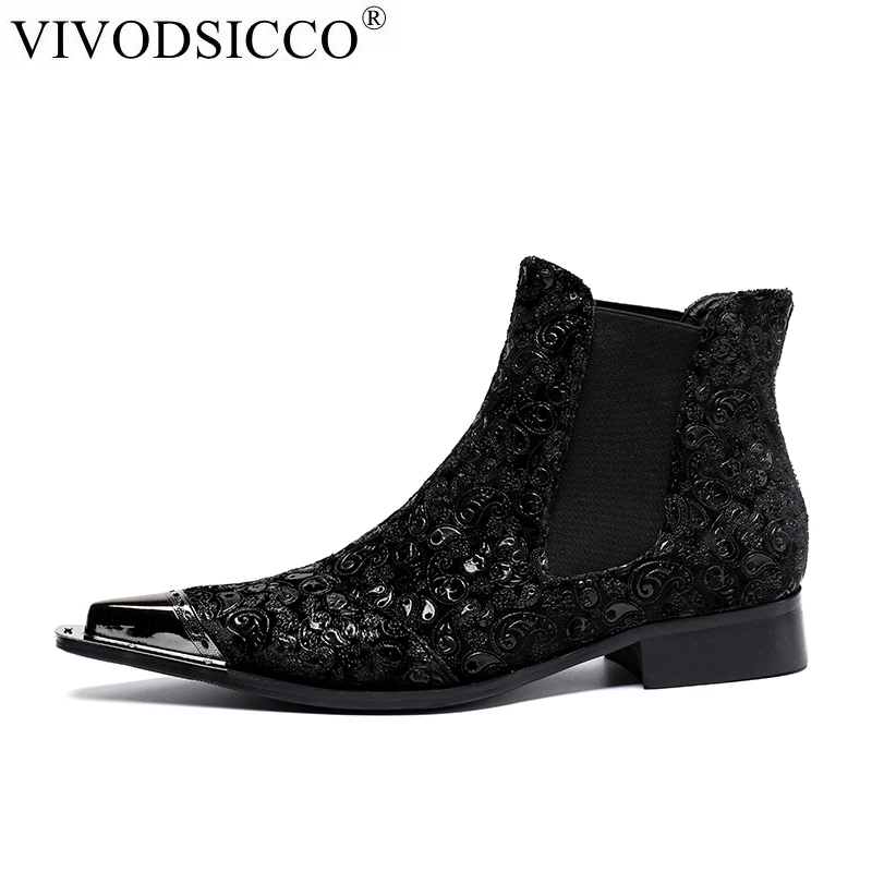 VIVODSICCO/модные мужские ботинки; кожаные итальянские черные роскошные модные повседневные ботильоны; Мужская обувь для свадьбы и бизнеса