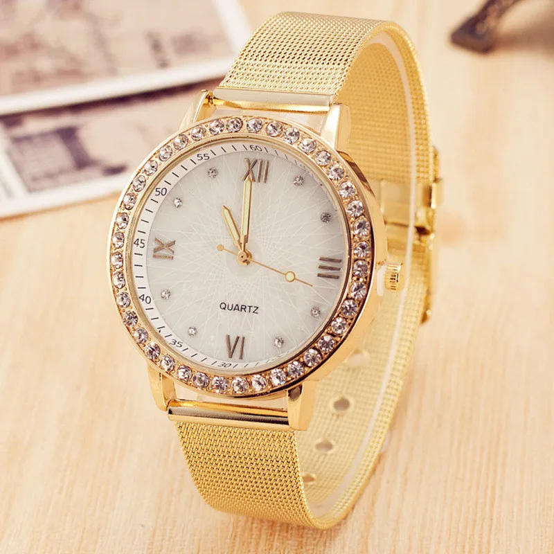 Женские часы 5 стиль известный бренд золотые повседневные Кварцевые сетчатые из
