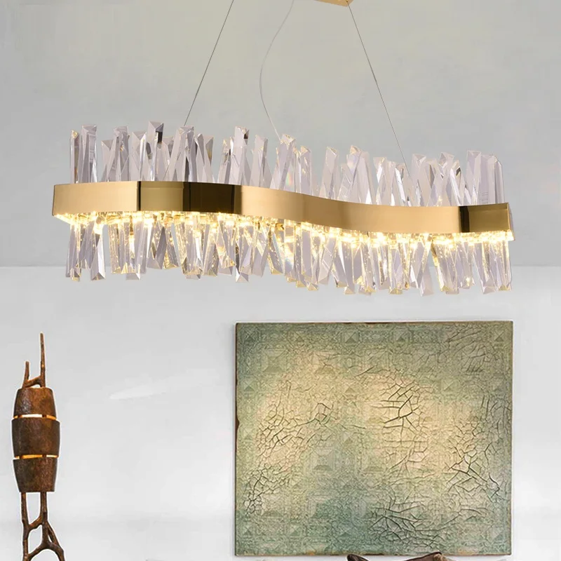 구매 북유럽 크리스탈 샹들리에, 사각형 레스토랑 조명, S 자형 럭셔리 바 장식 램프