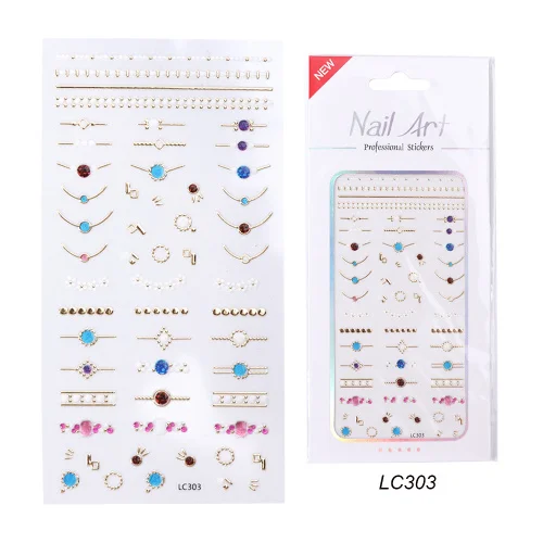 1 шт стикеры 3D на ногти Nail Art Наклейки, Клейкие Ювелирные изделия, ползунок, геометрические цветы, обертывание ногтей, золотое ожерелье, украшение для маникюра, TRLC301-312 - Цвет: LC303