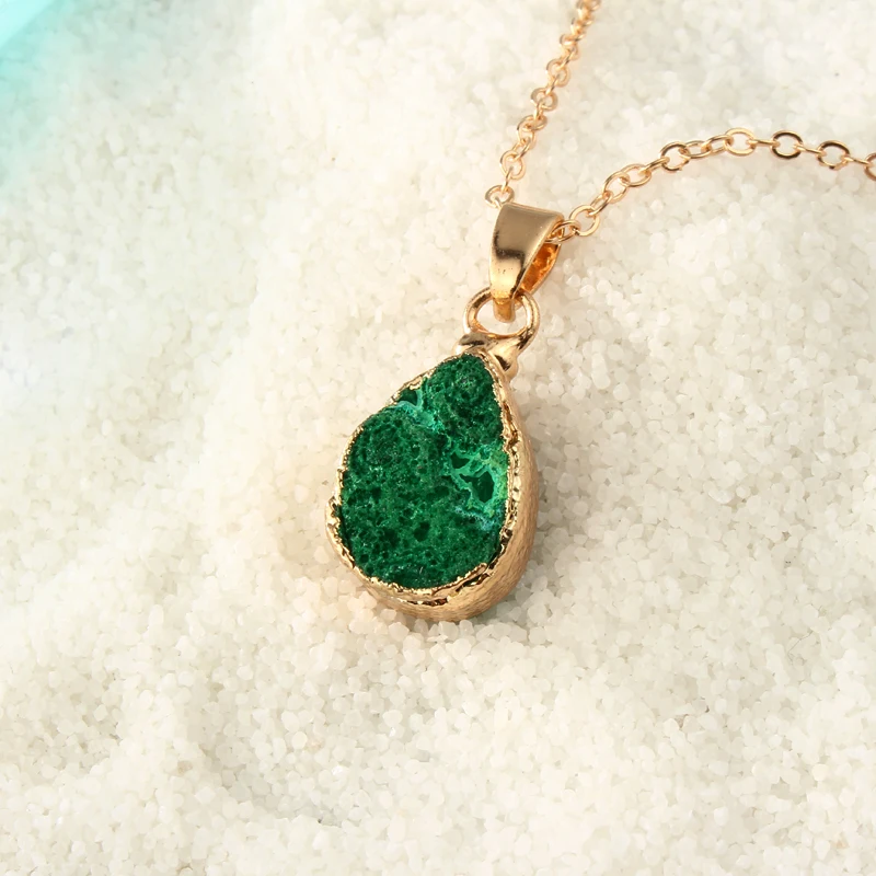 Dayoff Boho Druzy натуральный камень неправильный золотой цвет сырой Подвеска для