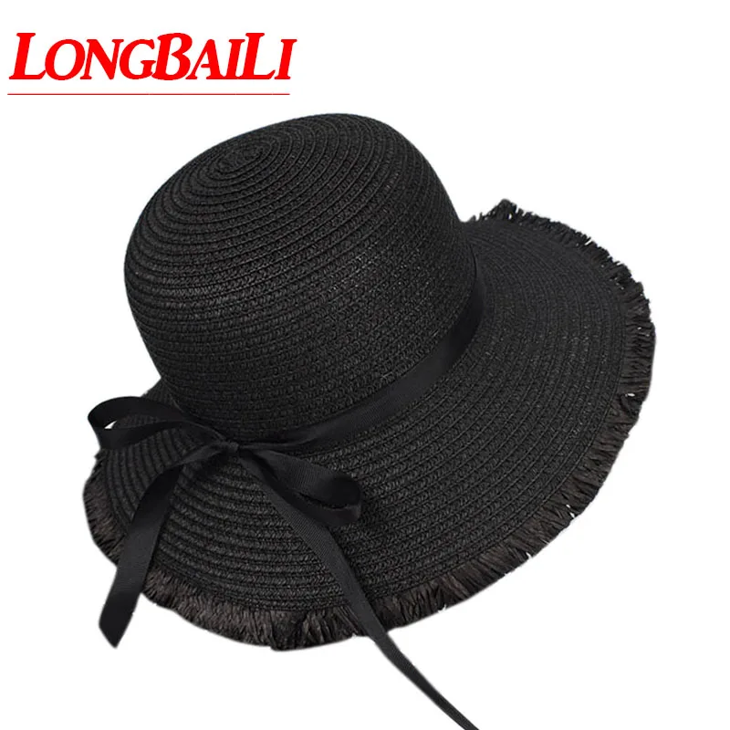 Летние повседневные соломенные Панамы для женщин с широкими полями женские