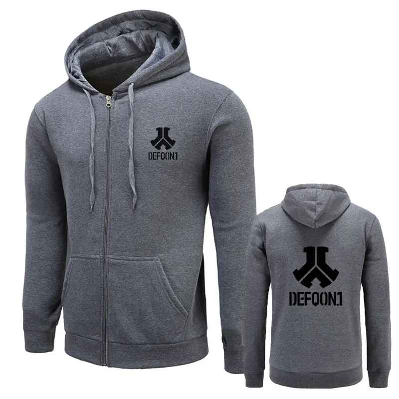gray and black Новинка года Defqon 1 рок группа хип хоп мужские толстовки кофты зима осень молния флис повседневные куртки Толстовка - Цвет: gray and black