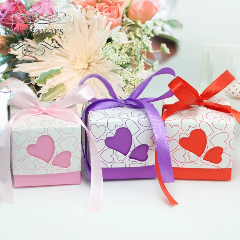 Коробка для конфет с двойным сердцем 50 шт. коробка подарков на 1-й день рождения