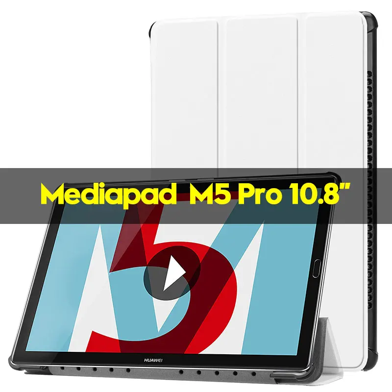 Чехол для huawei Mediapad M5 10 Pro 10,8 дюймов, кожаный Умный Магнитный чехол, чехол для huawei Mediapad M5 10,8 CRM-AL09 CRM-W09 - Цвет: For Huawei M5 Pro WH