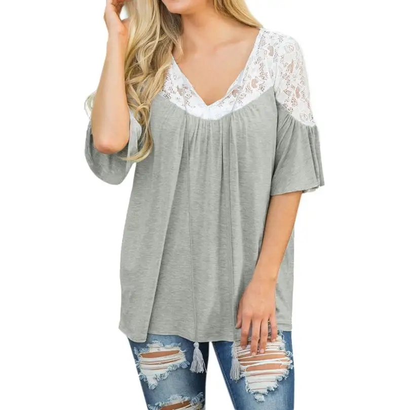 Женские топы и блузки рубашки летние кружевные с коротким рукавом blusa feminina Прямая