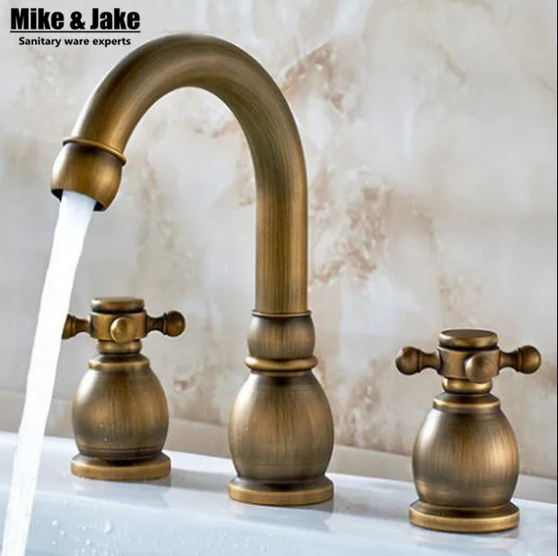 Антикварный кран для раковины с двойной ручкой смеситель 3 шт. набор античная