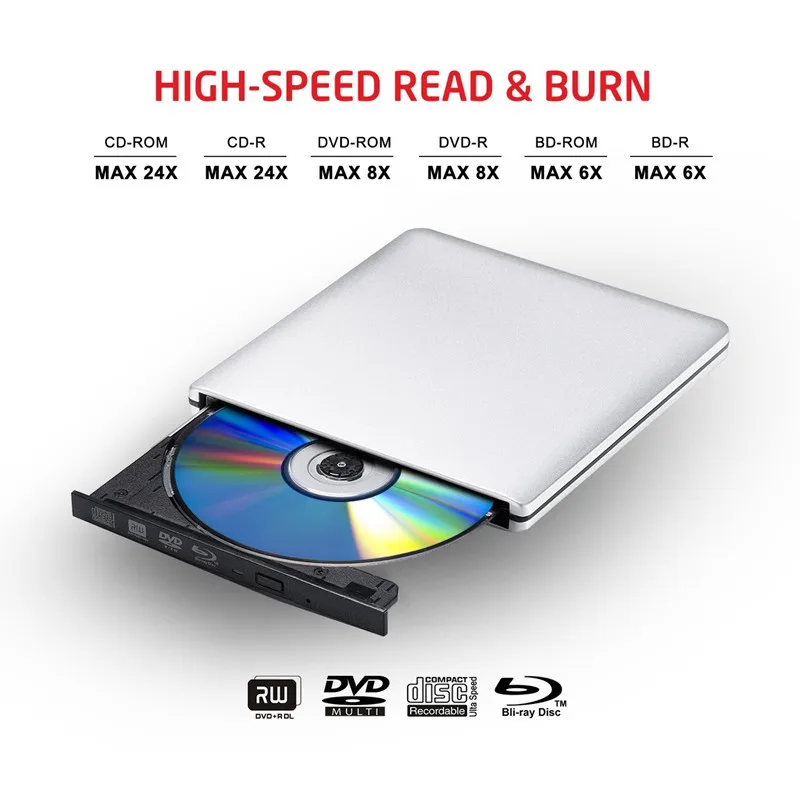 YiYaYo Blu ray Привод BD rom плеер DVD/CD RW ГОРЕЛКА писатель USB 3,0 Внешний Оптический привод для hp ноутбук ПК Windows 10