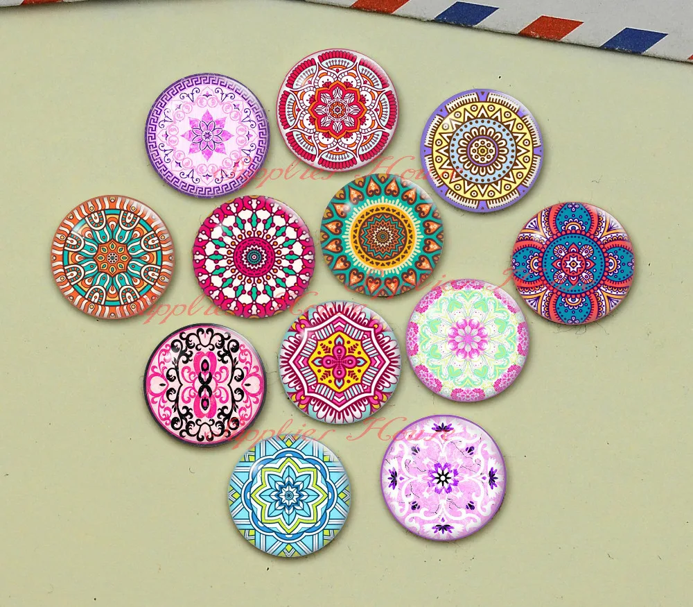 

Handmade Round Flower photo glass Cabochons, Jewelry Finding Cameo Pendant Settings, (F045-581)
