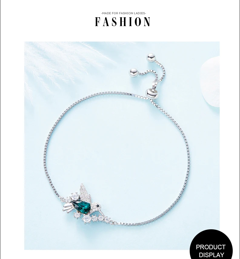 Cdyle 925 Sterling Silver Bird Bracelet Embellished with crystal Link Chain Bracelet Jewelry Gift armband damen