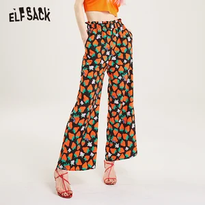 Женские шифоновые брюки ELFSACK, повседневные широкие брюки со средней талией в уличном стиле для лета, 2019