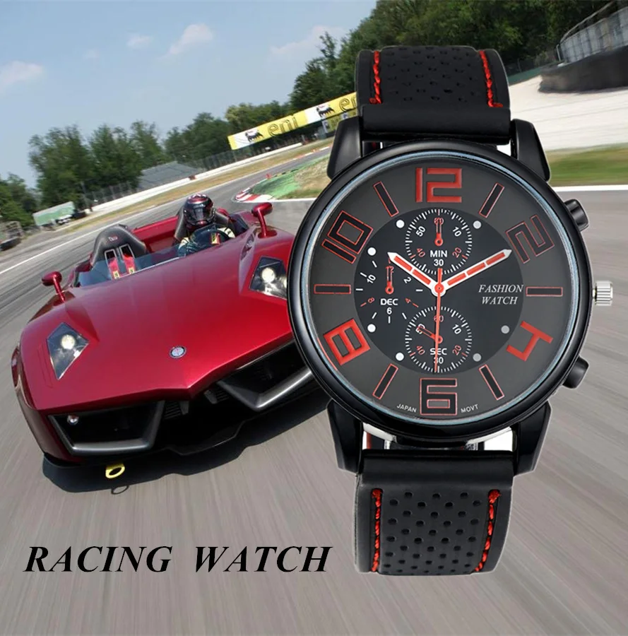 Часы мужские Спортивные кварцевые с круглым циферблатом и силиконовым