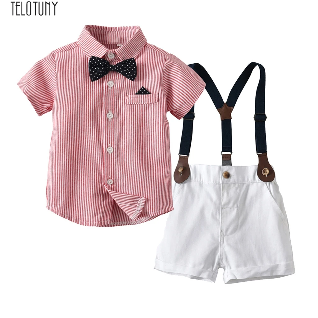 

TELOTUNY Infant Baby Boys short sleeve gntleman party set kids Bow Tie T-Shirt Tops+Shorts Overalls Clothes Outfits Z0125