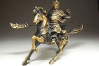 rare fine chinese bronze statue guan gong horse nr