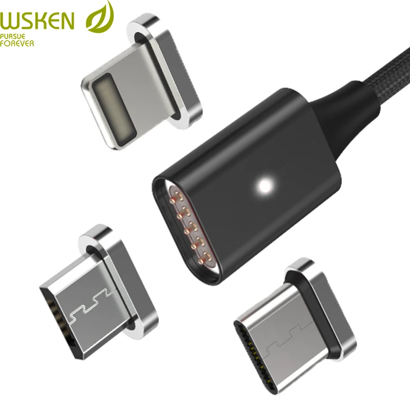 Магнитный кабель WSKEN lite2 с разъемом для быстрой зарядки, Магнитный зарядный кабель для телефона для iPhone X 8 7 6 5, usb-кабель для iPad, 1 м