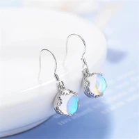 beautiful moonstone new fashion flash silver plated jewelry ear hook flower round short dangle earrings xze227