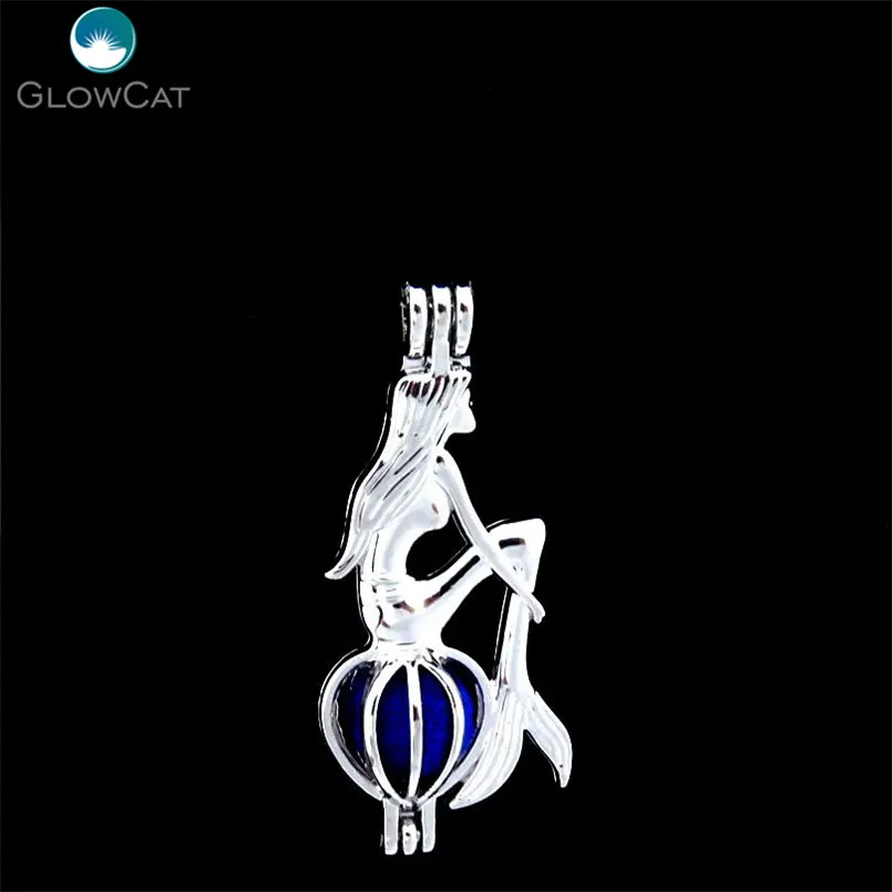 K242 5pcs/lot Kid Girls Locket Mermaid Beads Pearl Cage Pendant Fairytale Party Essential Oil Diffuser | Украшения и аксессуары