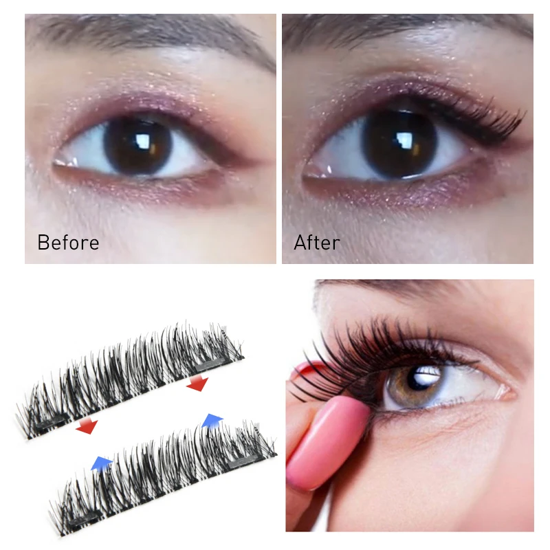 Magnetic Eyelashes Extension 3D on the magnet False eye lashes Handmade magnetic Lashes Natural Cross Makeup | Красота и здоровье