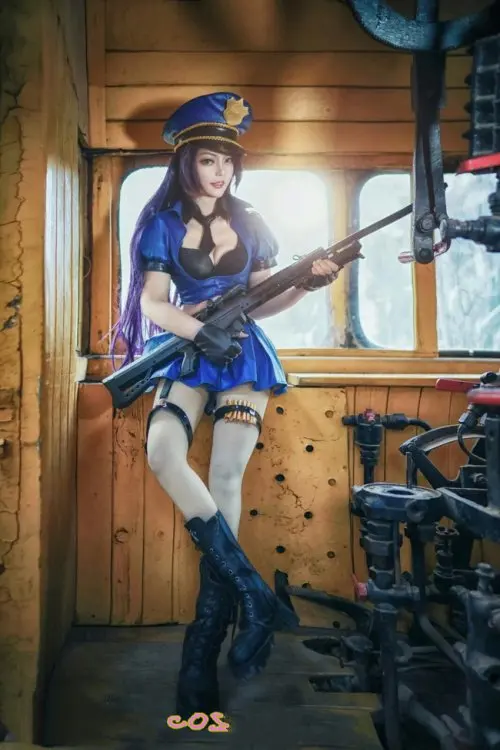 Женский костюм для косплея по мотивам игры LOL Caitlyn вечерний комплект с платьем и