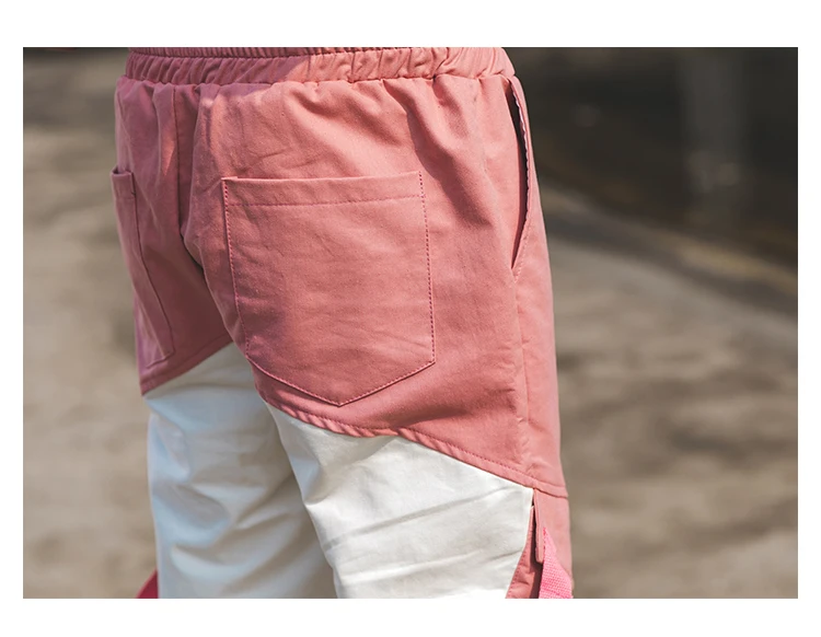 Новое поступление личность стильный Цвет лоскутное ленты Для Мужчин's Jogger шаровары Хип-хоп осень мужской Повседневное брюки-карго полный брюки