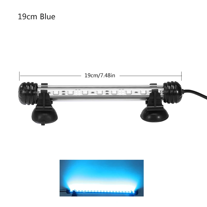 19cm Blue And White Аквариумный светильник светодиодный водонепроницаемый светильник для аквариума подводный светильник для аквариумов декоративный светильник для аквариумов лампа для растений 19-49 см 220 В мощность ЕС - Цвет: 19cm Blue And White