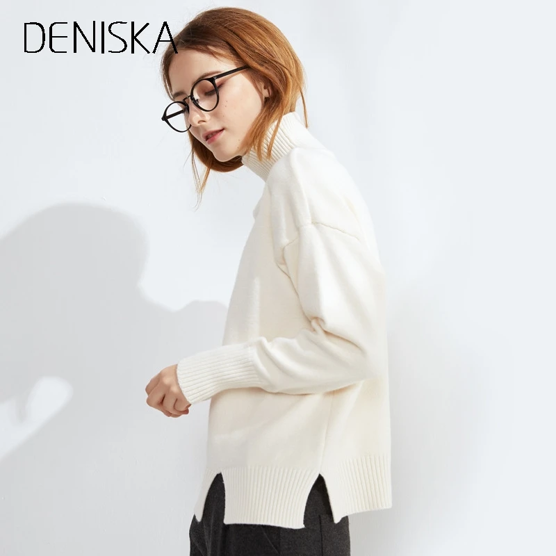 Дениска в Корейском стиле модные женские туфли Пуловеры Водолазки трикотажные
