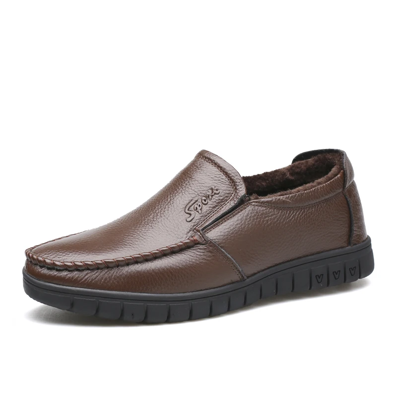 Мужская обувь GOXPACER теплая Повседневная из натуральной кожи на плоской подошве