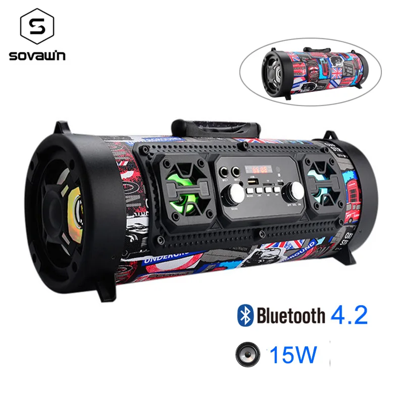 15 Вт Портативный Открытый Bluetooth 4,2 динамик fm-радио USB автомобильный сабвуфер HD объемный стерео беспроводной динамик поддержка TF AUX Mic MP3