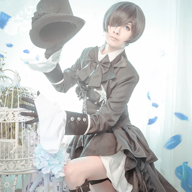 Полный комплект Аниме Kuroshitsuji Black Butler Ciel Phantomhive костюм для косплея платье девочек