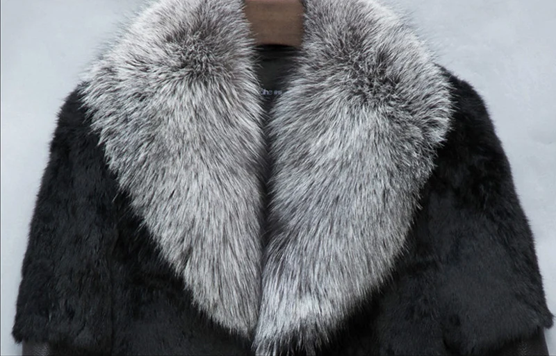 

Male Leather And Fur Patchwork Winter Autumn Long Section Fake Mink Fur Overcoats Mens Single Breasted Faux Fur Jackets D391