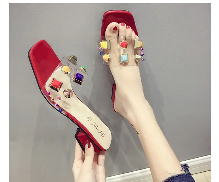 Women's Sandals summer rough and transparent rivets beach shoes | Обувь