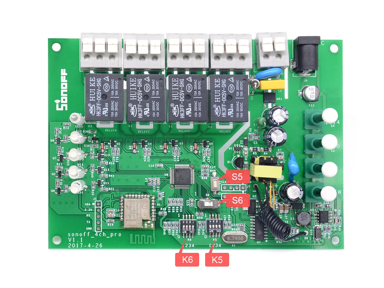 SONOFF 4CH Pro R2 Wifi Пульт дистанционного управления светильник выключатель питания RF 433mHz многоканальный 4 банд способ для модули для автоматизации умного дома